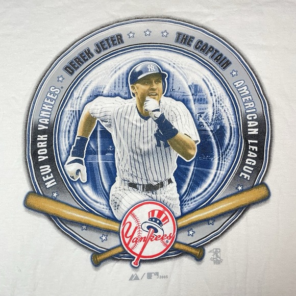 Vtg New York Yankees Shirt Mens XL Derek Jeter Y2K NYC Retro Graphic White - Picture 4 of 6